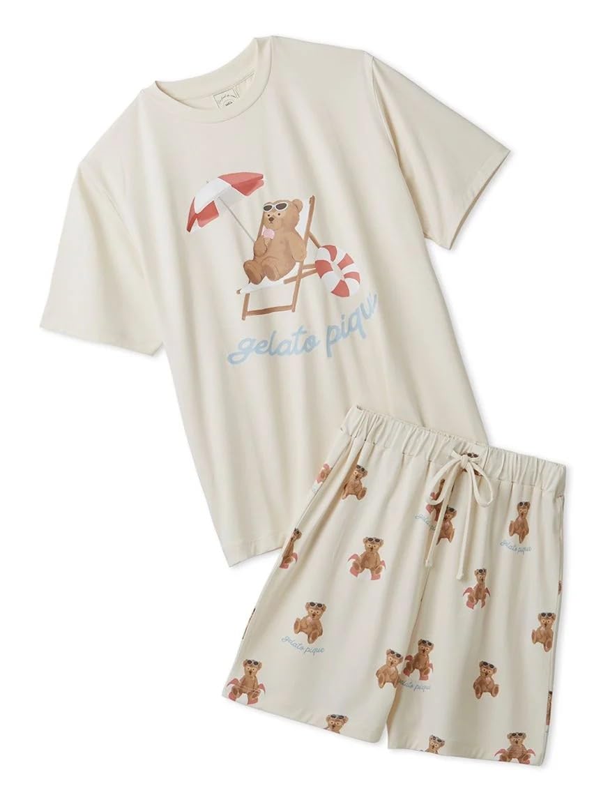 ジェラートピケ 【接触冷感】サマーベア柄ワンポイントTシャツ&ロングパンツセット Amazon | [ジェラート ピケ] 【ONLINE限定】【接触冷感】サマーベア柄